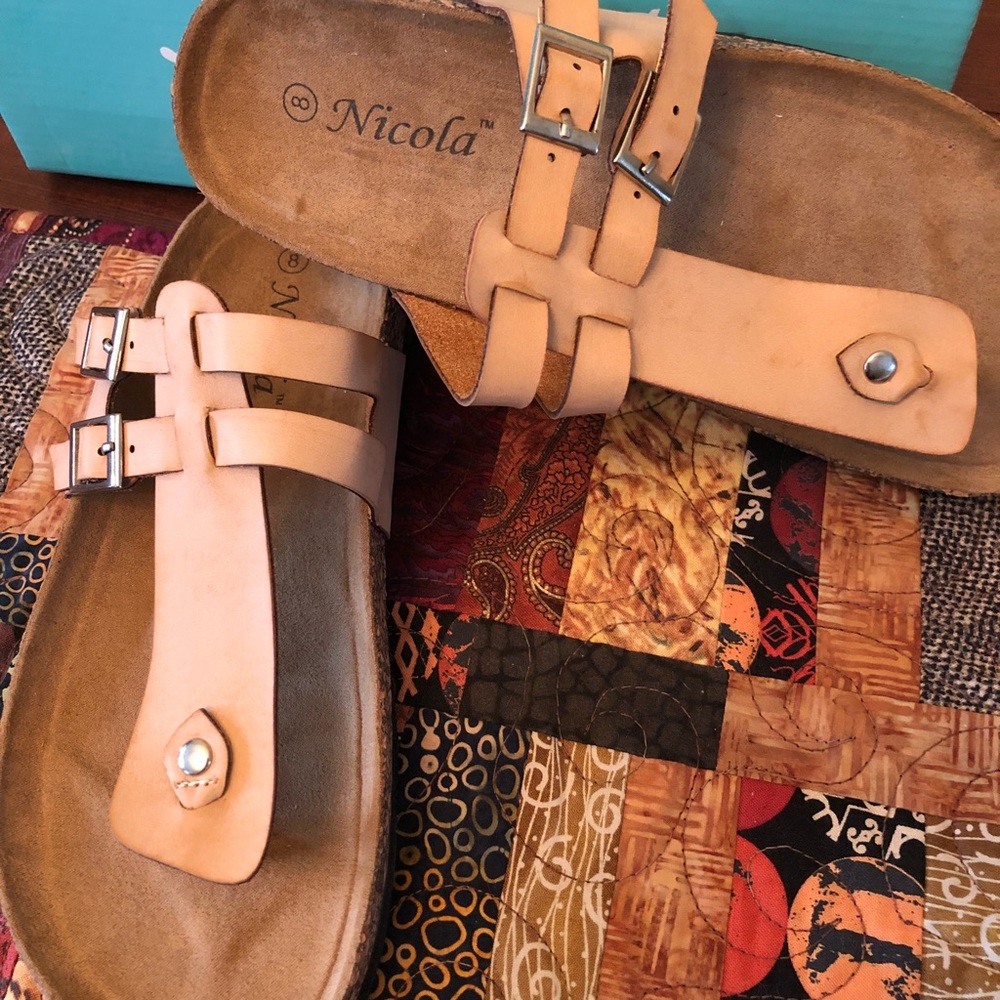 Beige Double Buckle Sandals Size 8